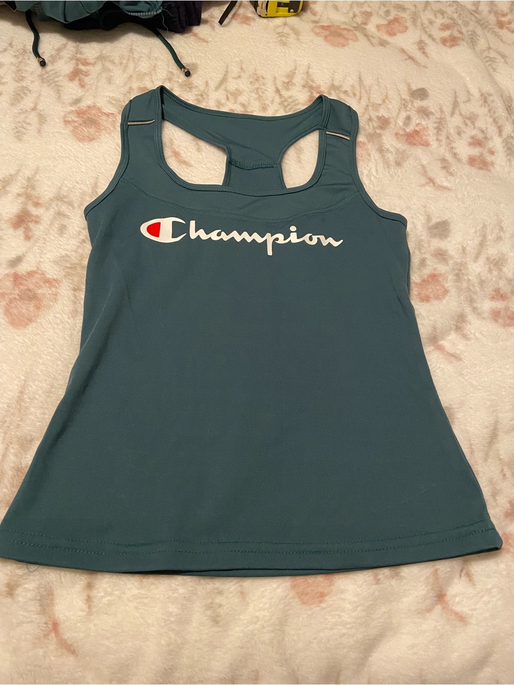 Champion Teal Racerback Logo Tank Top